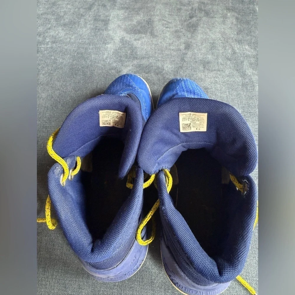 Under Armour Youth Curry 3 SZ 5.5Y Shoes Blue Yellow Basketball Training Sneaker